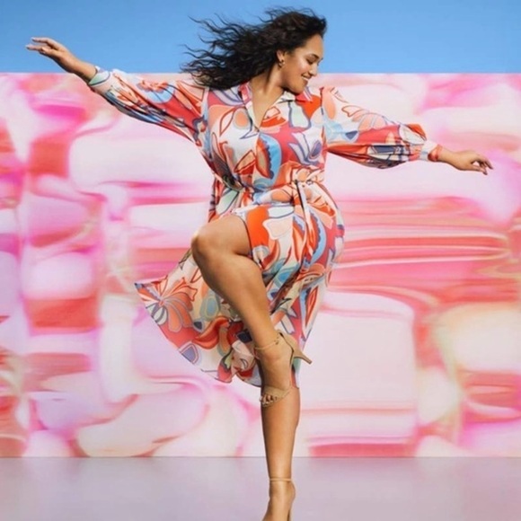 ALEXIS for Target Mixed Floral Long Sleeve Robe Dress Multi XS - Picture 4 of 13